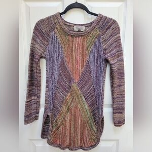 Ecoté Multicolor Knit Crew Neck Sweater With Split Sides Size Small